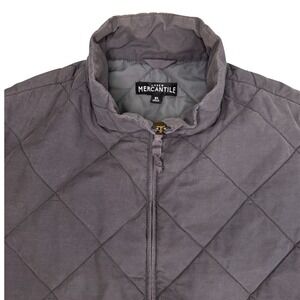 J. Crew Quilted Puffer Vest Men's XL Gray Zip Front‎ Pockets Button Sides